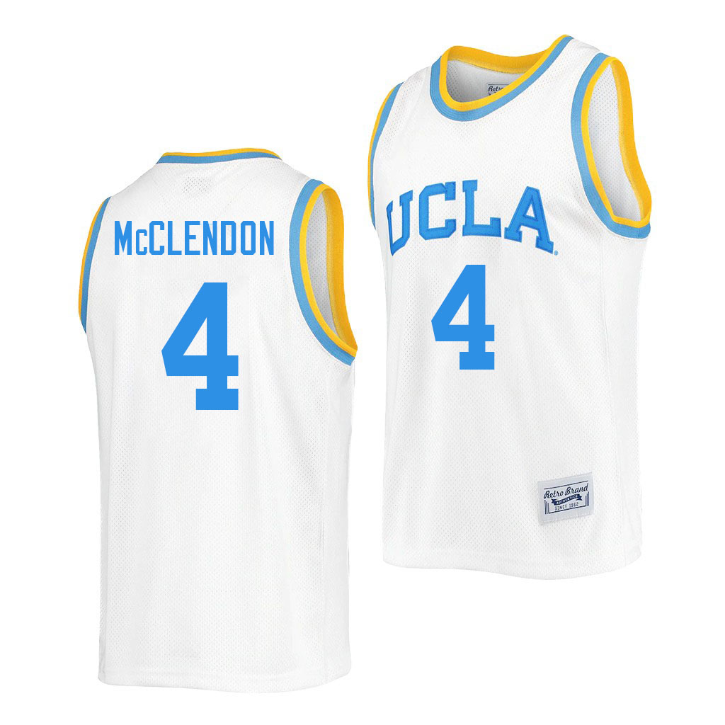 Men #4 Will McClendon UCLA Bruins College Jerseys Sale-Retro White - Click Image to Close